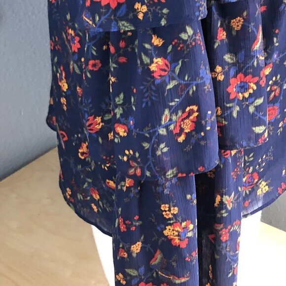 Madewell Floral Bell Sleeve Blouse - Navy and Red - Picture 10 of 12